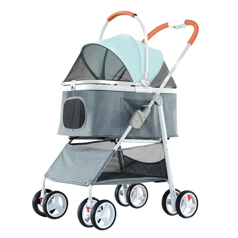 JMT-174090 Foldable 4-Wheel Pet Stroller Travel Carrier for Dogs and Cats