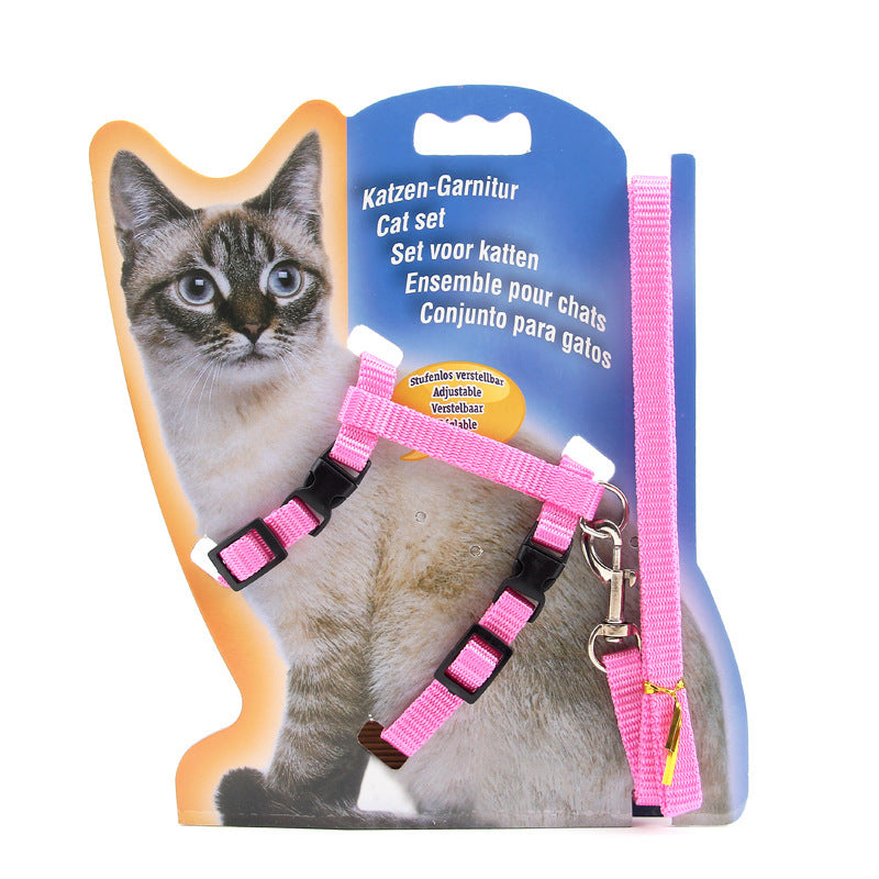 HKM-074259 Multi-Color Nylon Cat Leash with Adjustable Chest Strap