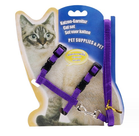HKM-074259 Multi-Color Nylon Cat Leash with Adjustable Chest Strap