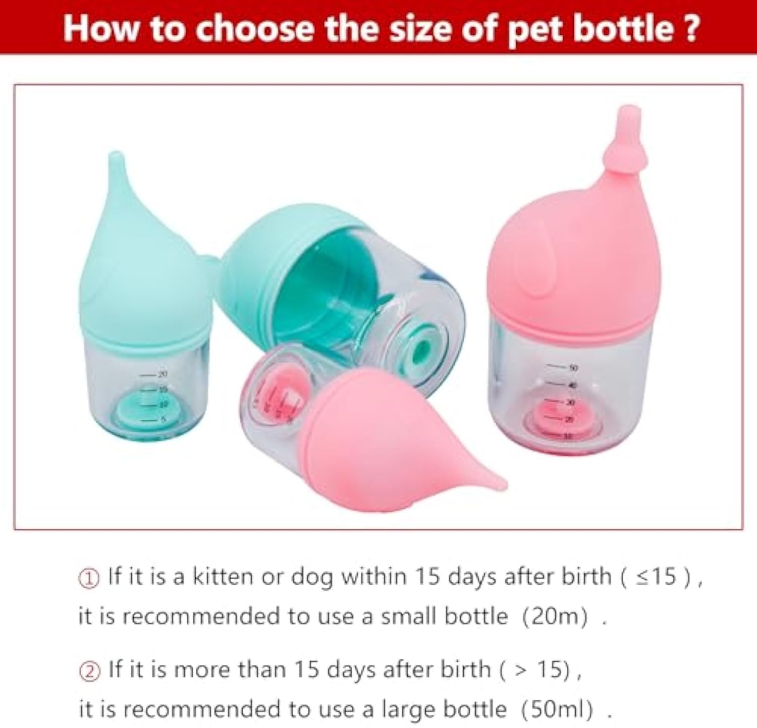 HKM-873683 Soft Silicone Pet Feeding Bottle Kit for Kittens and Puppies with Anti-Choking Valve and Measurement Markings
