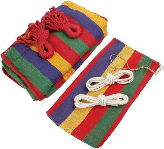 HKM-433875 Outdoor Double Cotton Hammock for Two - Striped Red Design