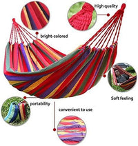 HKM-433875 Outdoor Double Cotton Hammock for Two - Striped Red Design