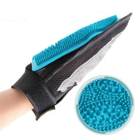 HKM-856275 Two-in-One Double-Sided De-Floating Rubber Pet Bath and Massage Brush with Gloves