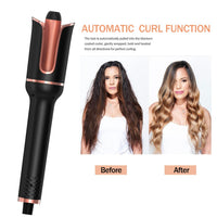HKM-593875 Portable Automatic Wireless Curling Iron with Tourmaline Ceramic, Black Pink, Wet & Dry Styling