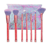 HKM-821523 7-Piece Gradient Makeup Brush Set with Blue Fiber Hair and Pink Crystal Handles