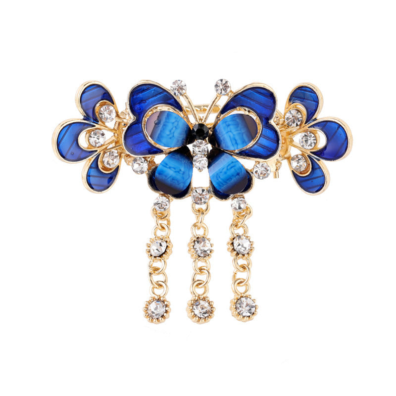 HKM-541779 Butterfly Shape Vintage Alloy Hair Clip with Artificial Crystal