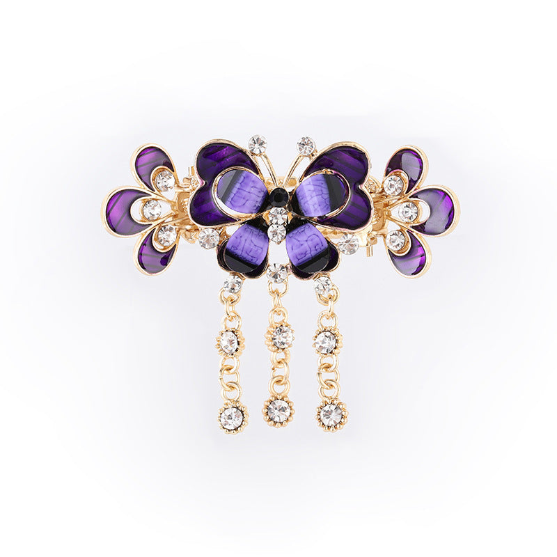 HKM-541779 Butterfly Shape Vintage Alloy Hair Clip with Artificial Crystal