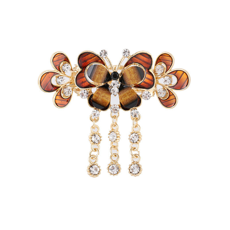 HKM-541779 Butterfly Shape Vintage Alloy Hair Clip with Artificial Crystal