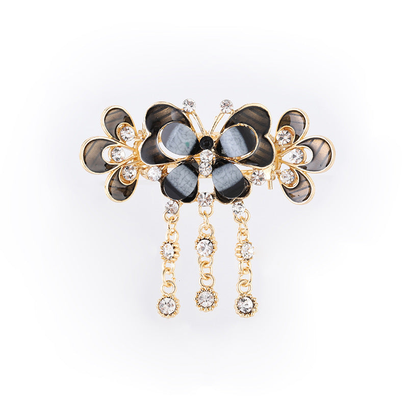 HKM-541779 Butterfly Shape Vintage Alloy Hair Clip with Artificial Crystal