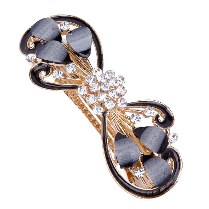 HKM-541779 Butterfly Shape Vintage Alloy Hair Clip with Artificial Crystal
