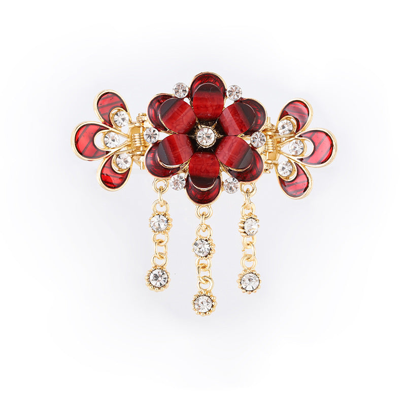 HKM-541779 Butterfly Shape Vintage Alloy Hair Clip with Artificial Crystal
