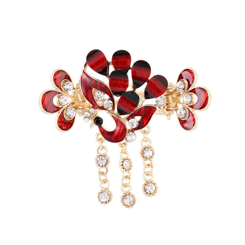 HKM-541779 Butterfly Shape Vintage Alloy Hair Clip with Artificial Crystal