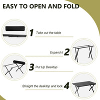 HKM-193299 Portable Black Camping Roll Table - 86x60x42cm Folding Outdoor Furniture
