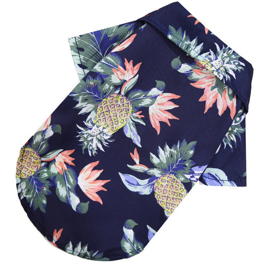 HKM-508499 Pineapple Print Beach Shirt for Small and Medium Dogs and Cats - Spring and Summer Apparel