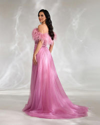 HKM-105555 Elegant Pink Evening Gown for Women - EZ25136 Design