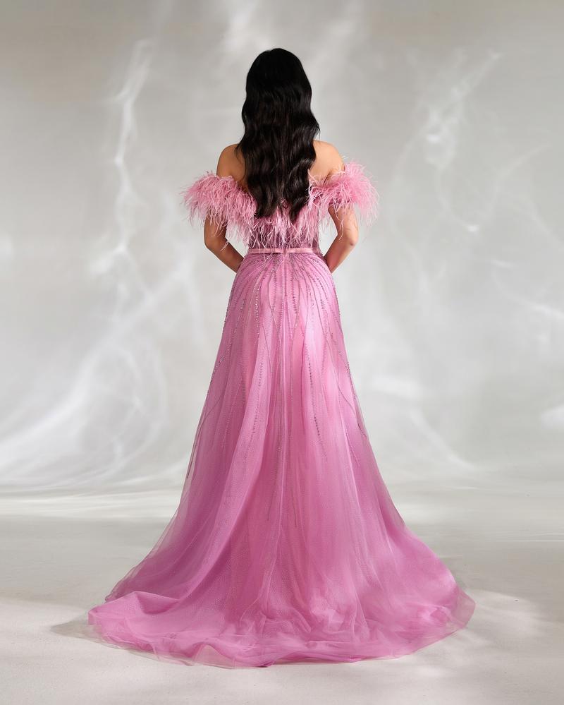 HKM-105555 Elegant Pink Evening Gown for Women - EZ25136 Design