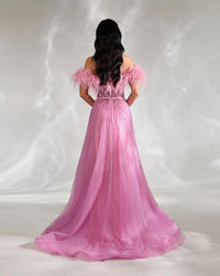 HKM-105555 Elegant Pink Evening Gown for Women - EZ25136 Design