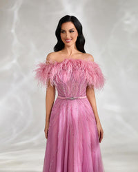 HKM-105555 Elegant Pink Evening Gown for Women - EZ25136 Design