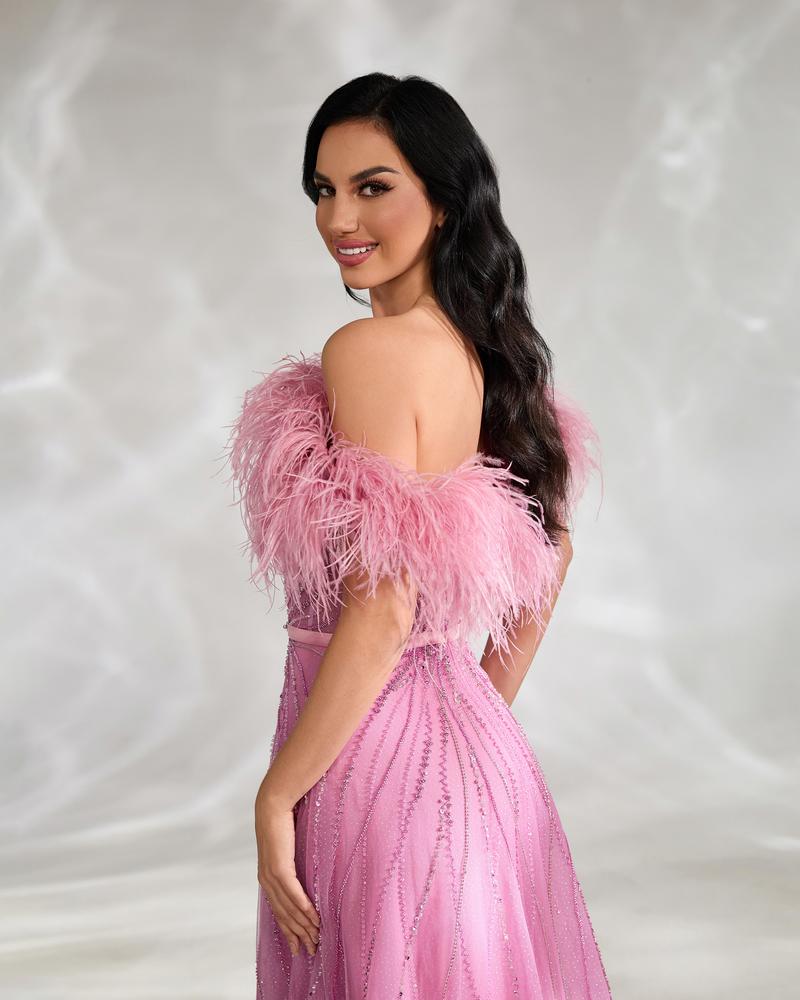 HKM-105555 Elegant Pink Evening Gown for Women - EZ25136 Design