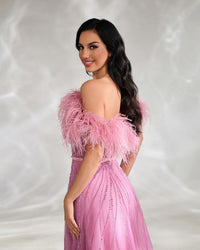 HKM-105555 Elegant Pink Evening Gown for Women - EZ25136 Design