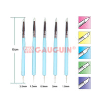 HKM-009491 Dual-Ended Nail Art Sculpture Tools Set with Silicone Tips - 5-Pack for Detail Work and Versatile Crafting