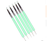 HKM-009491 Dual-Ended Nail Art Sculpture Tools Set with Silicone Tips - 5-Pack for Detail Work and Versatile Crafting