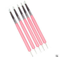 HKM-009491 Dual-Ended Nail Art Sculpture Tools Set with Silicone Tips - 5-Pack for Detail Work and Versatile Crafting