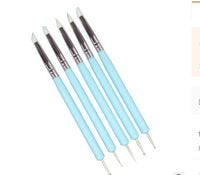 HKM-009491 Dual-Ended Nail Art Sculpture Tools Set with Silicone Tips - 5-Pack for Detail Work and Versatile Crafting