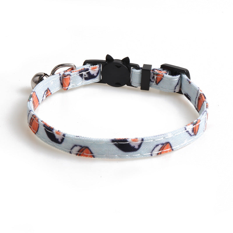 HKM-103251 Cloth Dog Collar with Bow Tie Design in Fun Food Patterns