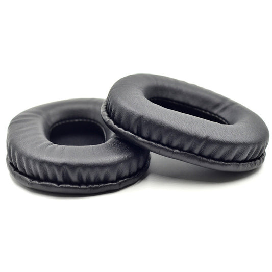 KTX-783251 Soft Sponge Earphone Covers in Black Leather and Flannel - Neutral Fit for Headphones