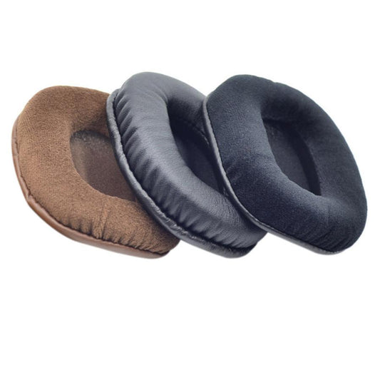 KTX-783251 Soft Sponge Earphone Covers in Black Leather and Flannel - Neutral Fit for Headphones