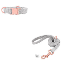 HKM-774739 Adjustable Pet Dog Collar with Engraving and Leash Set - Anti-Lost Traction Rope Supplies Available in S, M, L Sizes