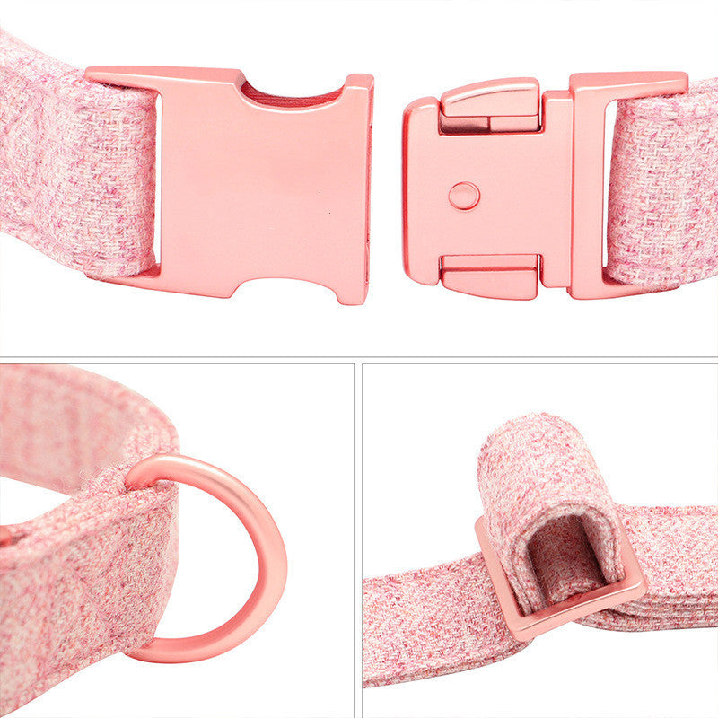 HKM-774739 Adjustable Pet Dog Collar with Engraving and Leash Set - Anti-Lost Traction Rope Supplies Available in S, M, L Sizes