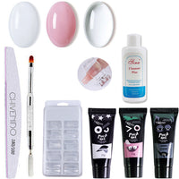 HKM-171027 Nail Crystal Extender Kit with 3 Nail Polishes, Brush, File, Clamp, Rinse, and 100 Nails