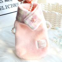 HKM-336275 Double-Sided Cotton Coat with Imitation Rabbit Fur Collar - Available in Pink and Grey, Sizes XS to XL