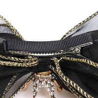 HKM-783507 Organza Bow Hairpin for Children - Crown Top Clip Hair Accessory in Black, Light Yellow, and Purple