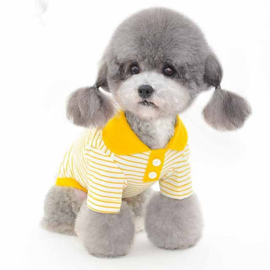 HKM-062099 Colorful Striped Polo Shirt for Pets - Red, Yellow, Green - Soft Cotton Blend