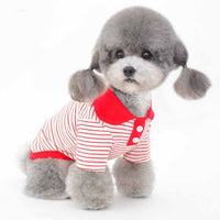 HKM-062099 Colorful Striped Polo Shirt for Pets - Red, Yellow, Green - Soft Cotton Blend