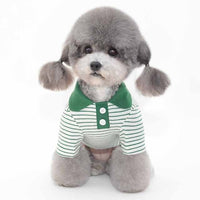 HKM-062099 Colorful Striped Polo Shirt for Pets - Red, Yellow, Green - Soft Cotton Blend
