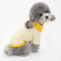HKM-062099 Colorful Striped Polo Shirt for Pets - Red, Yellow, Green - Soft Cotton Blend