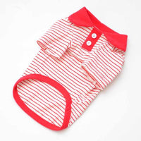 HKM-062099 Colorful Striped Polo Shirt for Pets - Red, Yellow, Green - Soft Cotton Blend