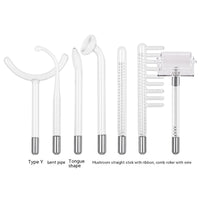 HKM-679443 High Wave Electrotherapy Rod Enhanced Version with Screen Display - Seven-Piece Set in White with Red and Purple Light Options