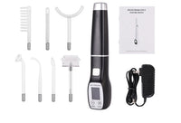 HKM-679443 High Wave Electrotherapy Rod Enhanced Version with Screen Display - Seven-Piece Set in White with Red and Purple Light Options