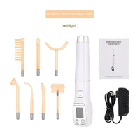 HKM-679443 High Wave Electrotherapy Rod Enhanced Version with Screen Display - Seven-Piece Set in White with Red and Purple Light Options