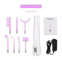 HKM-679443 High Wave Electrotherapy Rod Enhanced Version with Screen Display - Seven-Piece Set in White with Red and Purple Light Options