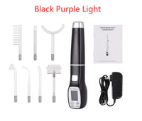 HKM-679443 High Wave Electrotherapy Rod Enhanced Version with Screen Display - Seven-Piece Set in White with Red and Purple Light Options
