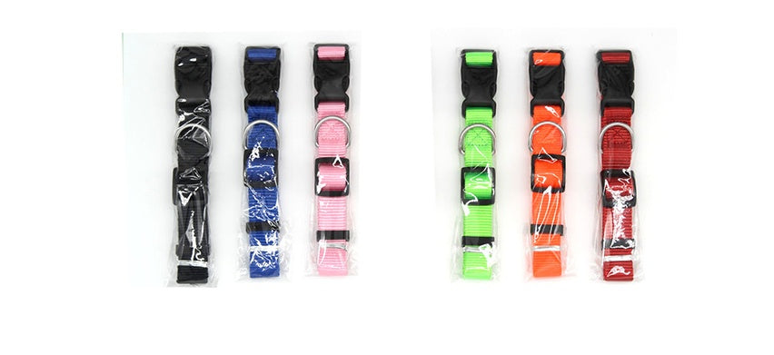 HKM-229715 Soft Nylon Pet Collar for Cats and Dogs - Adjustable, Durable with Plastic and Metal Buckles, Various Colors Available