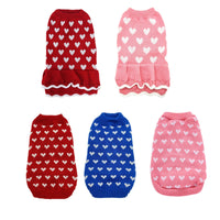 HKM-700499 Warm Red Acrylic Dog Sweater Skirt for Autumn and Winter
