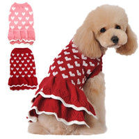 HKM-700499 Warm Red Acrylic Dog Sweater Skirt for Autumn and Winter