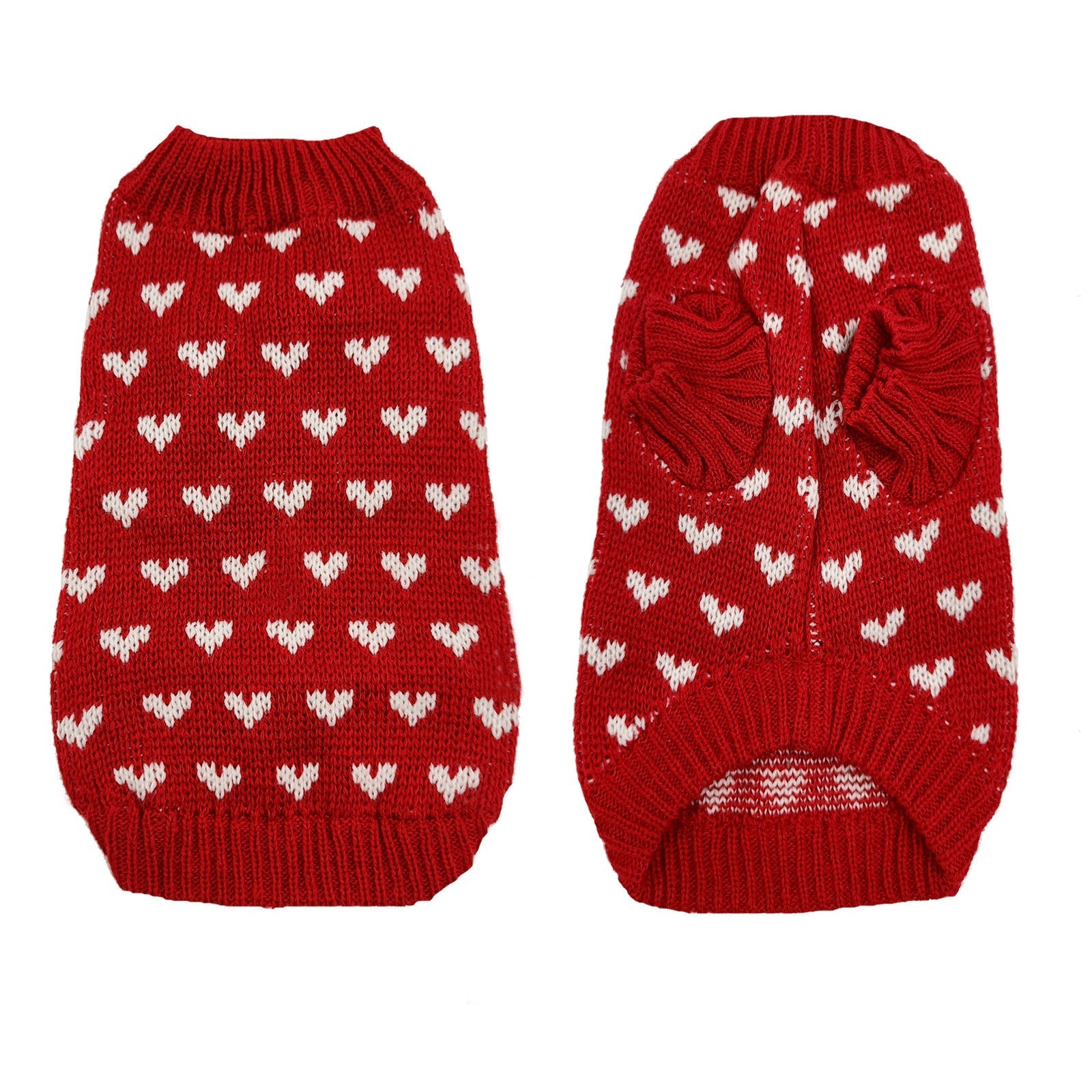 HKM-700499 Warm Red Acrylic Dog Sweater Skirt for Autumn and Winter
